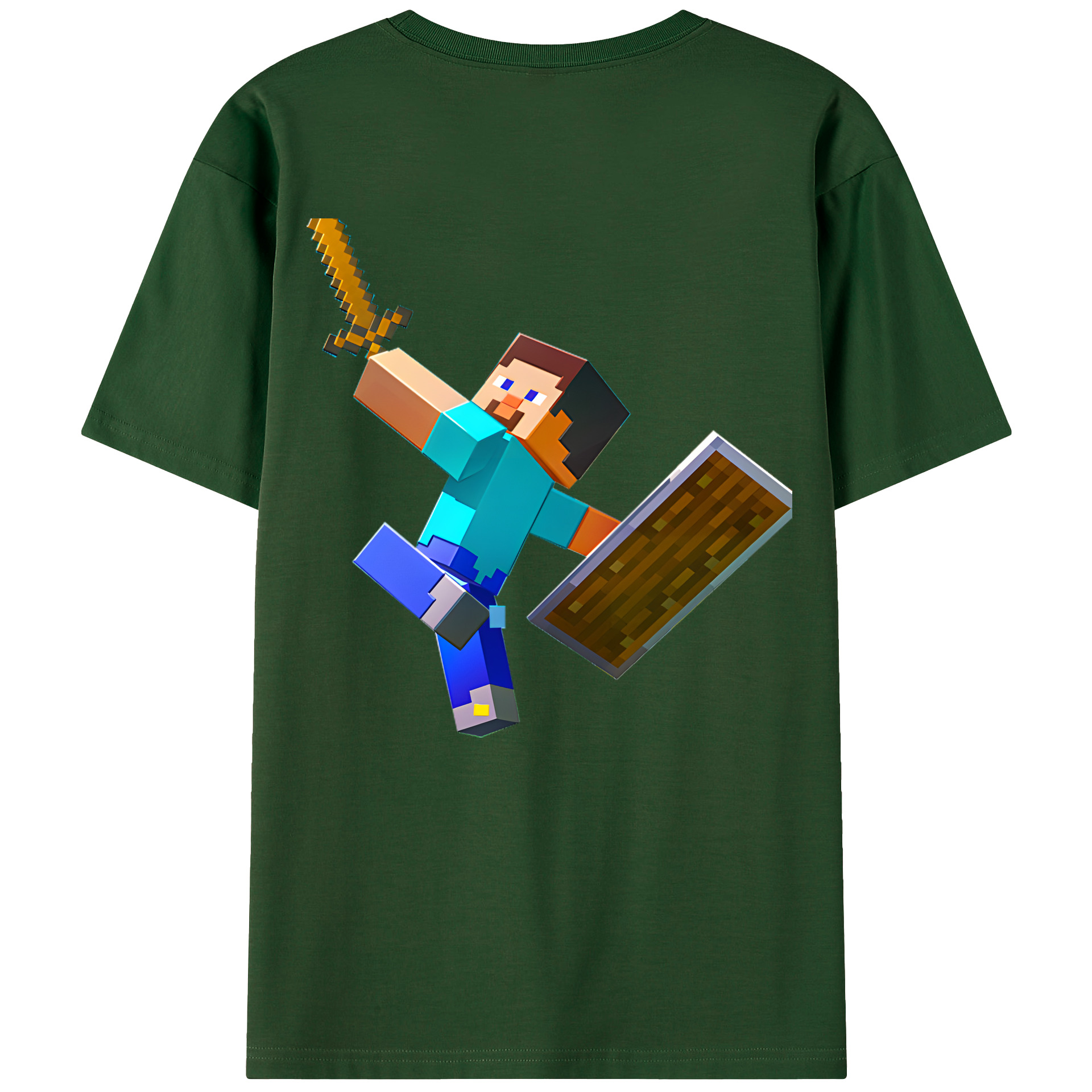 （画像用） マインクラフト ブロックの世界 Minecraft MC Block world 綿100％半袖Tシャツ（背面プリント）